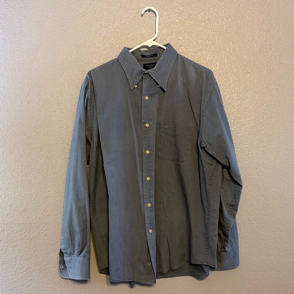 Dockers Blue Stain Defender Button Down Shirt